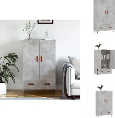 Productafbeelding van vidaXL Hoge kast, betonkleur, 69,5 x 31 x 115 cm, houtvezel - Dressoirs