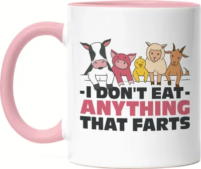 Produktbild von I Don't Eat Anything That Farts Tasse Rosa Vegan Vegetarier Plant-Based Geschenkidee Tierwohl Tierleid