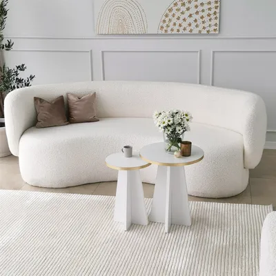 Produktbild von Skye Decor, Mushroom 2 - Gold, White, Couchtisch-Set, 100 % MELAMINBESCHICHTETE SPANPLATTEN, Gold, 40 x 40 x 50 cm