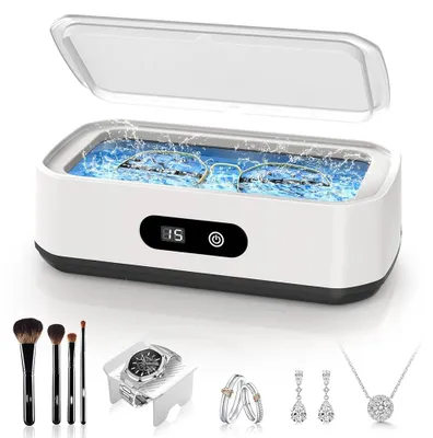 Image de Nettoyeur à ultrasons - Appareil de nettoyage - 650 ml - 40 W - 220 V - 5 modes de nettoyage - Pour lunettes, bijoux, prothèses dentaires et tétines