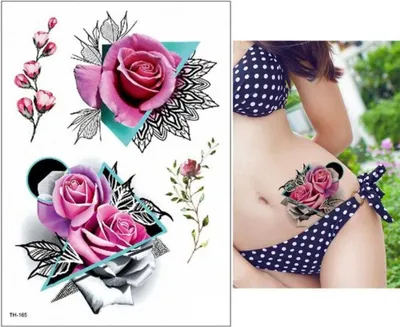 Produktbild von Temporäres Tattoo Rose Design Temporary Klebetattoo Körperkunst