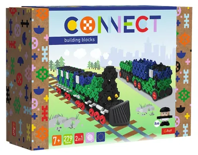 Zdjęcie produktu dla Trefl Zestaw klocków Connect 2w1: Pociąg / Ciężarówka z przyczepą, Klocki do budowania, 7 lat(a), Celuloza, Plastik, 279 szt., 1,03 kg