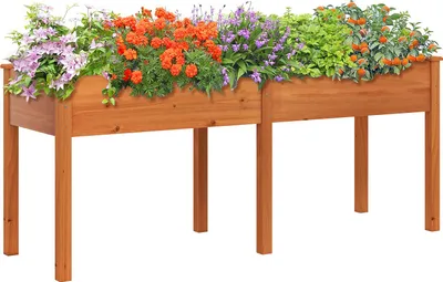Produktbild von COSTWAY Hochbeet Holz, Erhöhtes Gartenbeet, Pflanzkasten mit Trennwand & Drainagelöchern, Gemüsebeet, Pflanzbeet, Kräuterbeet 184x58x77 cm Braun
