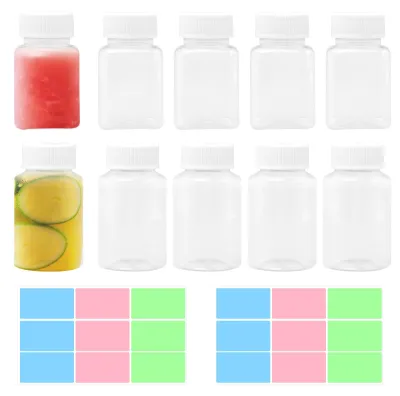 Zdjęcie produktu dla 10 sztuk plastikowych butelek na sok o pojemności 100 ml, z zakrętką