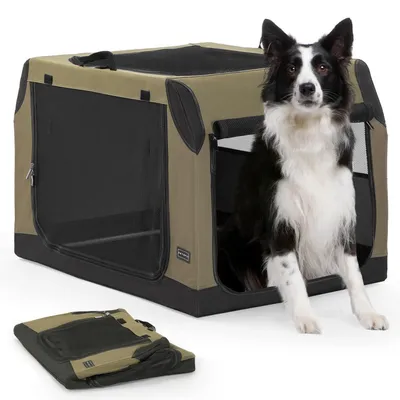 Produktbild von Hundetransportbox Auto faltbar Kofferraum Rückbank L Armeegrün