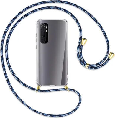 Produktbild von Handykette Backcover-Schutzhülle mit Band (Metall goldfarben) für Xiaomi Mi Note 10 Lite - Blautöne