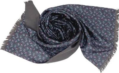 Produktbild von Schal Seidenflanell Businessschal grau Paisley 100% Seide 180x30cm