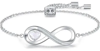 Productafbeelding van Halsketting voor dames, oneindigheids-hartbedel, zilver 925, wit