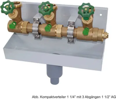Produktbild von SCHLÖSSER Kompakt-Verteilerstation 4-Strang Verteiler - Zulauf 1 Zoll - DN 25, mit Ablaufrinne