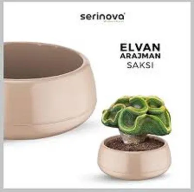 Produktbild von Sierpotten Elvan Arrangement Pot Set 2 niedrige taupe Blumentöpfe mit Drainagesystem 0,86L