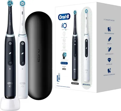 Produktbild von Oral-B iO Series 5 - Zahnbürste - Matt Black/Quite White (Packung mit 2)