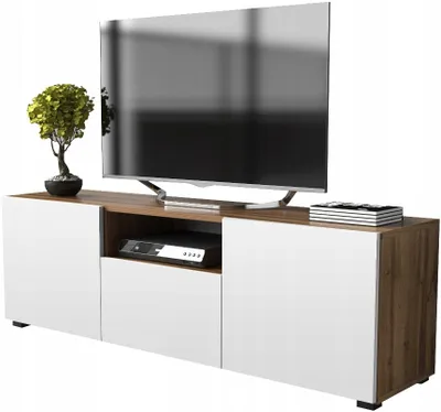 Produktbild von TV-Kommode 150cm Eiche Wotan Weiß Matt