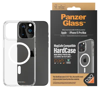 Produktbild von PanzerGlass ® HardCase Transparent m. Weiss MagSafe & D3O® iPhone 15 Pro Max, Cover, Apple, Apple - iPhone 15 Pro Max, 17 cm (6.7"), Transparent