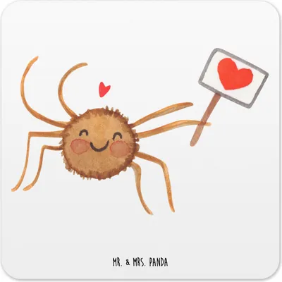 Produktbild von Mr. & Mrs. Panda Untersetzer für Gläser Spinne Agathe Motivation 15er Set - Weiß - Geschenk, Getränke-Untersetzer, Vertrauen, Glas-Untersetzer, Tischuntersetzer, Liebe