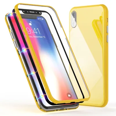 Obrázek produktu pro NALIA 360° magnetické pouzdro pro iPhone XS Max, tenké pevné pouzdro s ochranou displeje, žluté