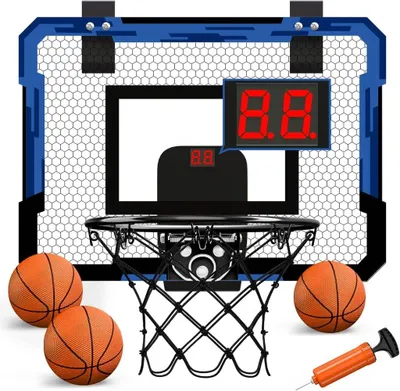 Produktbild von Mini-Basketballkorb für die Tür mit Anzeigetafel und 3 Bällen