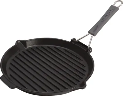Produktbild von Staub Grillpfanne mit Ausgießnase, 27 cm | rund | Gusseisen | Schwarz (40509-426-0)