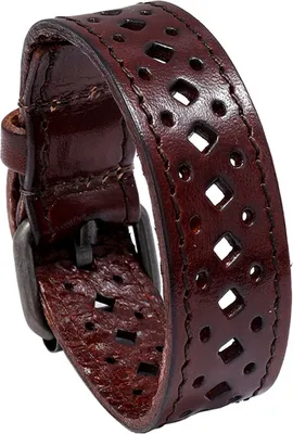 Produktbild von Männer Retro Aushöhlen Breites Armband Einstellbar Einfarbig Kunstleder Armband Lange Manschette Armreif Mode-Accessoires