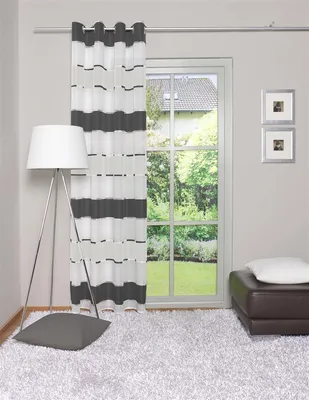 Produktbild von Home Wohnideen Ösenschal, Ösenschal Deko Querstreifen 1 teilig 245 x 140 cm Anthrazit