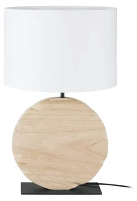 Productafbeelding van Tafellamp Contessore rond hout met wit