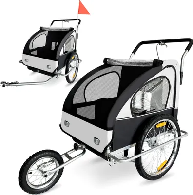 Produktbild von SAMAX Fahrradanhänger 2in1 Jogger - in Weiß/Schwarz - Silver Frame