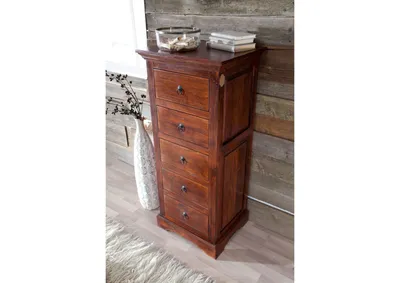 Produktbild von MASSIVMOEBEL24 Kommode Akazie 54x44x122 nougat lackiert OXFORD #433