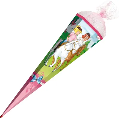 Immagine prodotto di Motivo cono scuola Bibi & Tina - Amici cavalli 85cm quadrato rosso(h) pizzo
