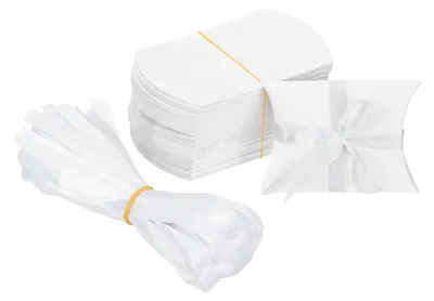 Produktbild von Set mit 100 kleinen weißen Geschenkboxen für Süßigkeiten und Leckereien