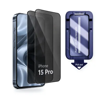Produktbild von H Hardy Sichtschutz-Panzerglas für iPhone 15 Pro, Anti-Spy 9H, 2 Stück