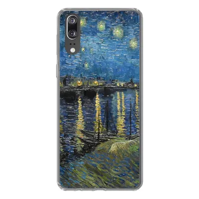 Produktbild von MuchoWow® Handyhülle Schutzhülle Hülle für Huawei P20 Sternennacht über der Rhone - Van Gogh - Kunst Silikon Softcase Handy Hülle - Hardcover