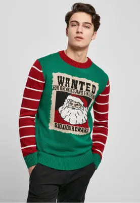 Zdjęcie produktu dla Męski sweter Urban Classics Wanted Christmas Sweater, kolor zielono-biały – rozmiar S