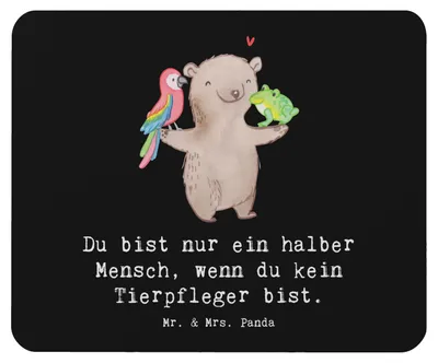 Produktbild von Mr. & Mrs. Panda Mauspad Tierpfleger Herz - Schwarz - Geschenk, Mousepad, pc, Mouse Pad, laptop