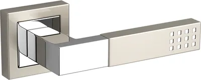 Produktbild von Türgriff mit eckiger Rosette Satin, Chrom