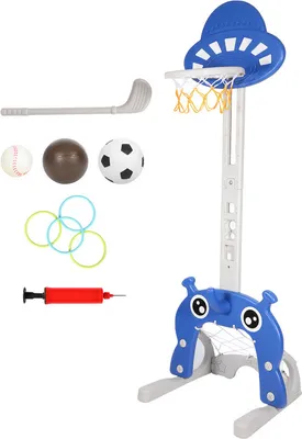 Obrázok produktu pre TolleTour Sada basketbalových stojanov 4 v 1 basketbalový kôš pre deti basketbal/futbalová bránka/krúžková hra/golf, nastaviteľný 114-152 cm