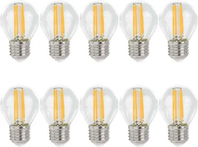 Produktbild von 10 x LED Filament Leuchtmittel Tropfen 4W = 40W E27 klar 500lm warmweiß 2700K