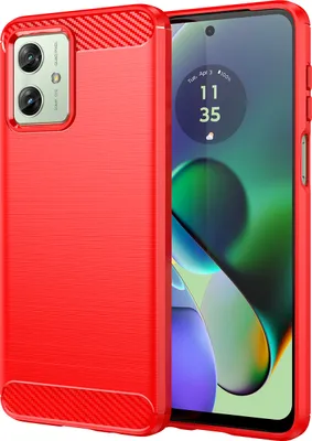 Produktbild von Moto G54 Hülle, Carbon-Faser TPU Silikon Stoßfest Schutzhülle für Motorola Moto G54 Rot