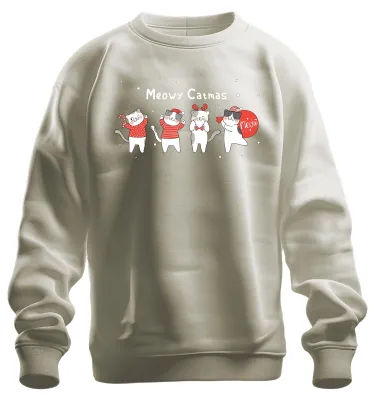 Produktbild von Meowy Catmas Katzen Kätzchen - Weihnachten Sweatshirt Pullover, Natur, S