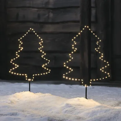 2er-Set beleuchtete Weihnachtssterne, 150 warmweiße LEDs, Timer, 55 cm