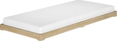 Produktbild von Flachbett platzsparend extra niedriges Einzelbett 90x200 Esche geölt V-60.47E-09Rollrost und Matratze inkl.