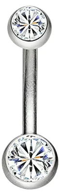 Obrázek produktu pro Nerezový dvojitý piercing do pupíku s kamínky, antialergenní, tělesná ozdoba (bílá)