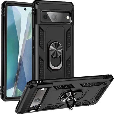 Produktbild von Conie Outdoor Schutzhülle für Google Pixel 7 Tasche Silikon Hard Case Cover Hülle mit Halter Ständer in Schwarz