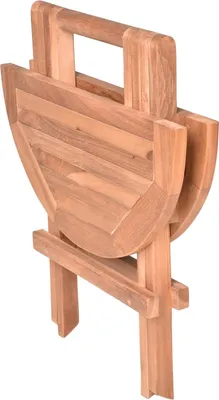 A folded wooden side table.