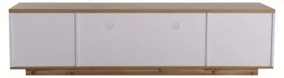 Image de Meuble TV - Meuble de rangement pour télévision - Meuble multimédia - Meuble de salon - Blanc avec imitation bois