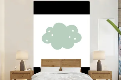 Produktbild von MuchoWow® Fototapete für Wohnzimmer oder Schlafzimmer Wandtapete Vinyl Motivtapete Wolke - Mädchen - Jungen - Sterne - Pastell - Kind - 200x300 cm - Kindertapete - Wanddekorationen