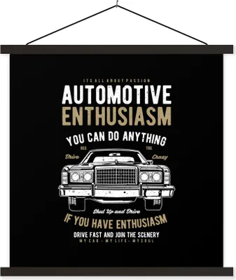 Produktbild von MuchoWow® Textilposter Mancave - Auto - Zitate - Oldtimer 40x40 cm mit schwarzem Rahmen - Fotos