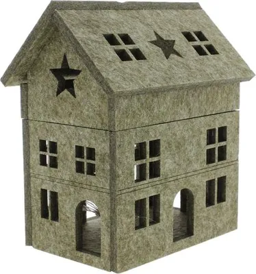 Produktbild von LED Haus aus Filz - grau - ca. 19 x 13,5 x 21 cm