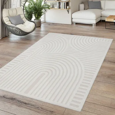 Produktbild von TT Home In-& Outdoor Teppich Wetterfest Balkon Küche Wohnzimmerteppich Boho Design 3D Design Skandi Modern Unifarben Größe 60x100 cm