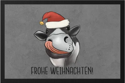 Produktbild von Frohe Weihnachten Fußmatte Rind Kuh Fleisch Weihnachtsdekoration Merry Christmas Weihnachtsessen