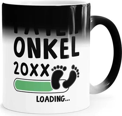 Produktbild von Kaffee-Tasse Patenonkel loading Thermoeffekt Zaubertasse Geschenk für werdend Patenonkel Ankündigung Schwangerschaft Geburt Baby MoonWorks® weiss-gruen Magic-Tasse
