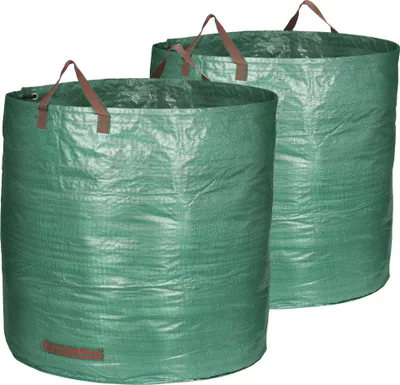 Produktbild von com-four® 3x Gartenabfallsack L - je 272L - 150gsm - faltbarer Gartensack mit Tragegriffen extra stabil, selbststehend, reißfeste Falttonne für Laub, Grünschnitt und Gartenabfälle